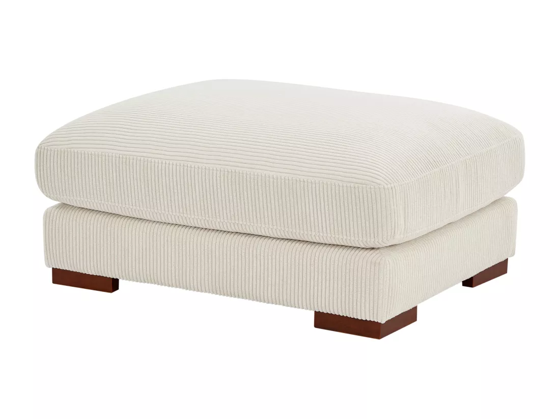 Grand canapé d'angle panoramique et pouf en velours côtelé beige SPERONE de Pascal Morabito