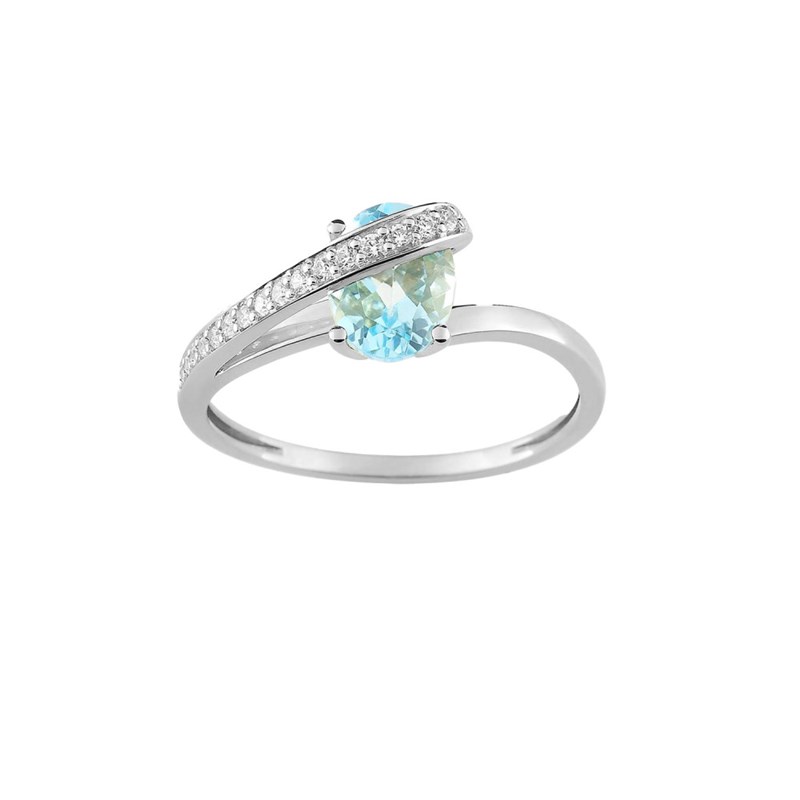 Bague femme - aigue marine - Or 18 Carats