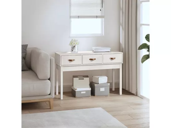 Table console Blanc 114x40x75 cm Bois massif de pin