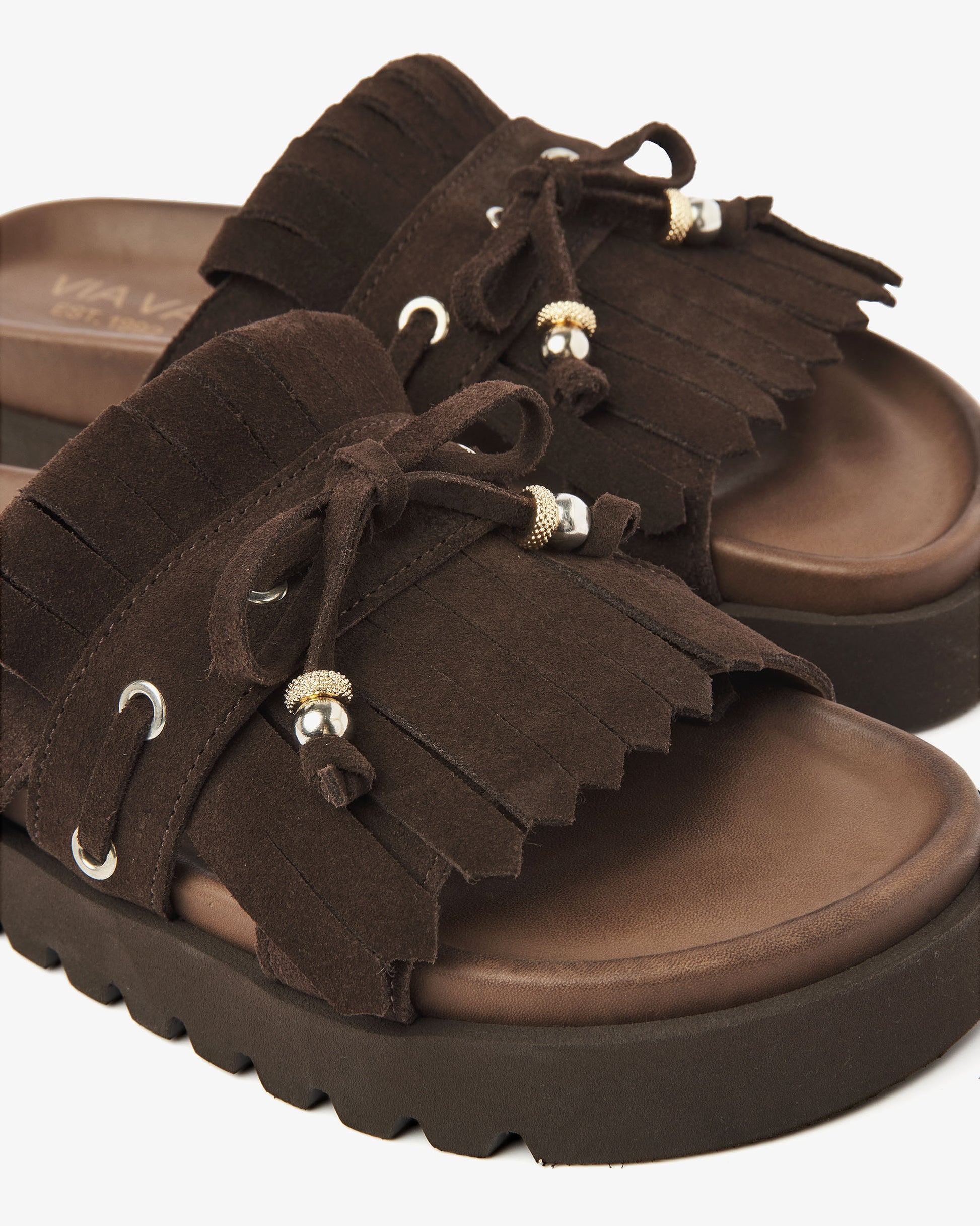 VIA VAI bruine slippers Rae Laila
