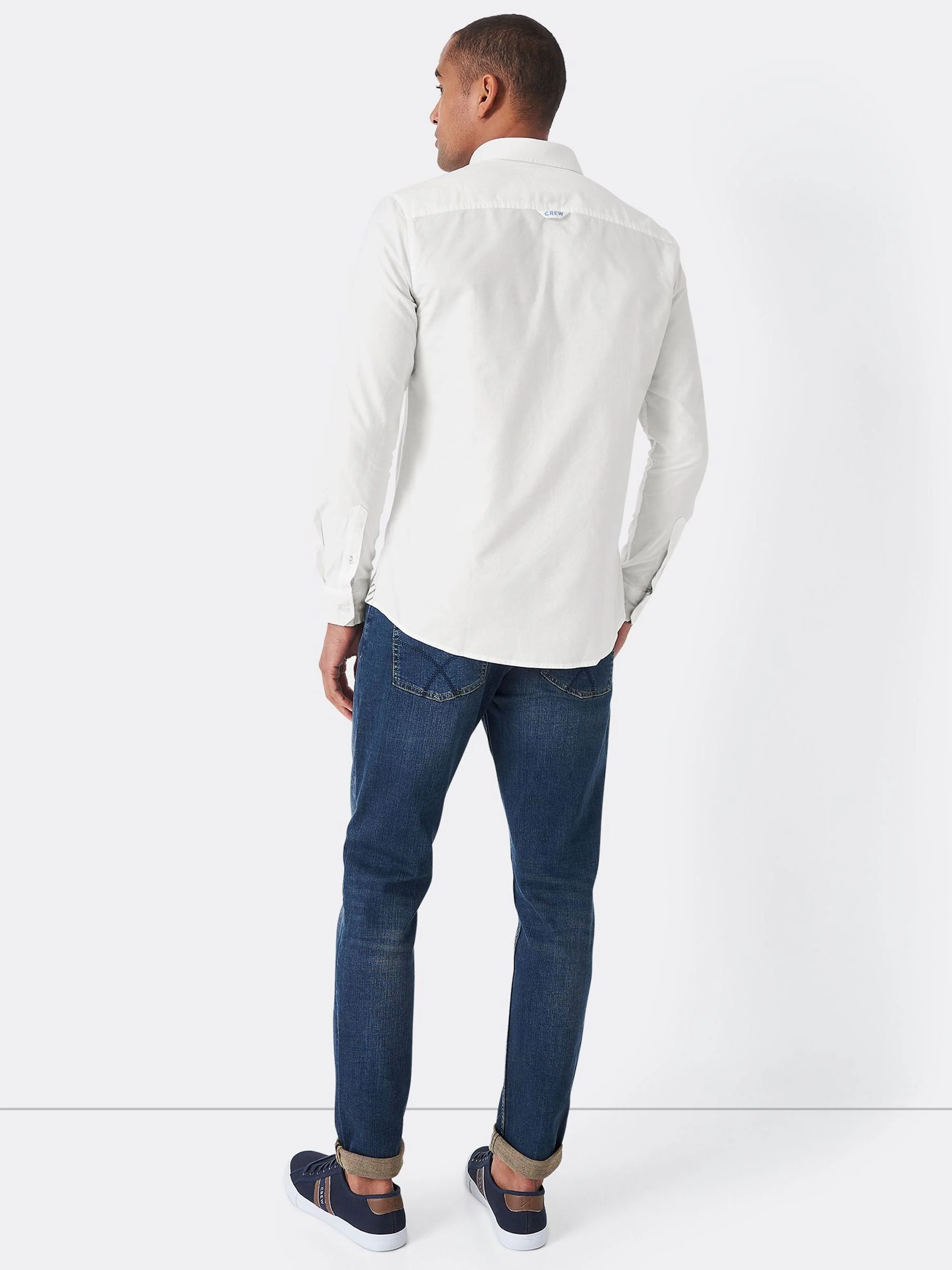Wit - Crew Clothing slim-fit Oxford-overhemd van 100% katoen