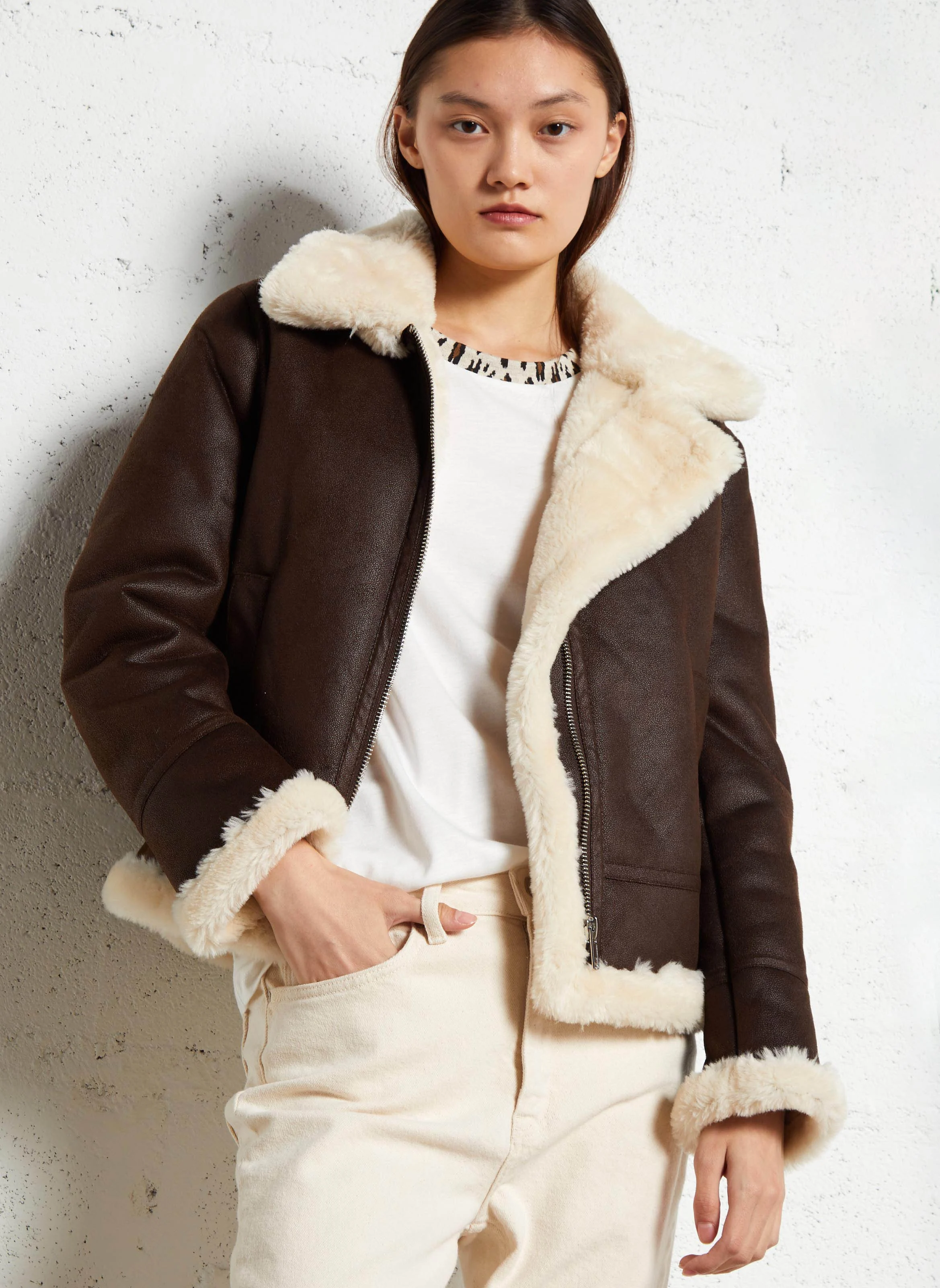 MALVINO - Manteau court col classique | Marron