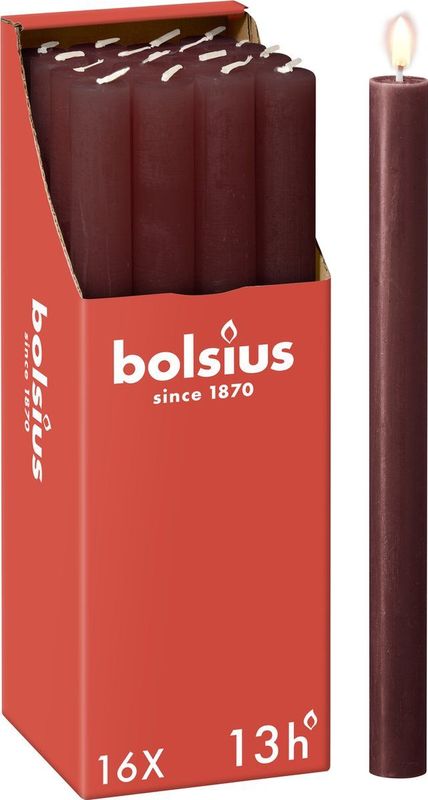 Bolsius - 16 Dinerkaarsen Rustiek - Rood