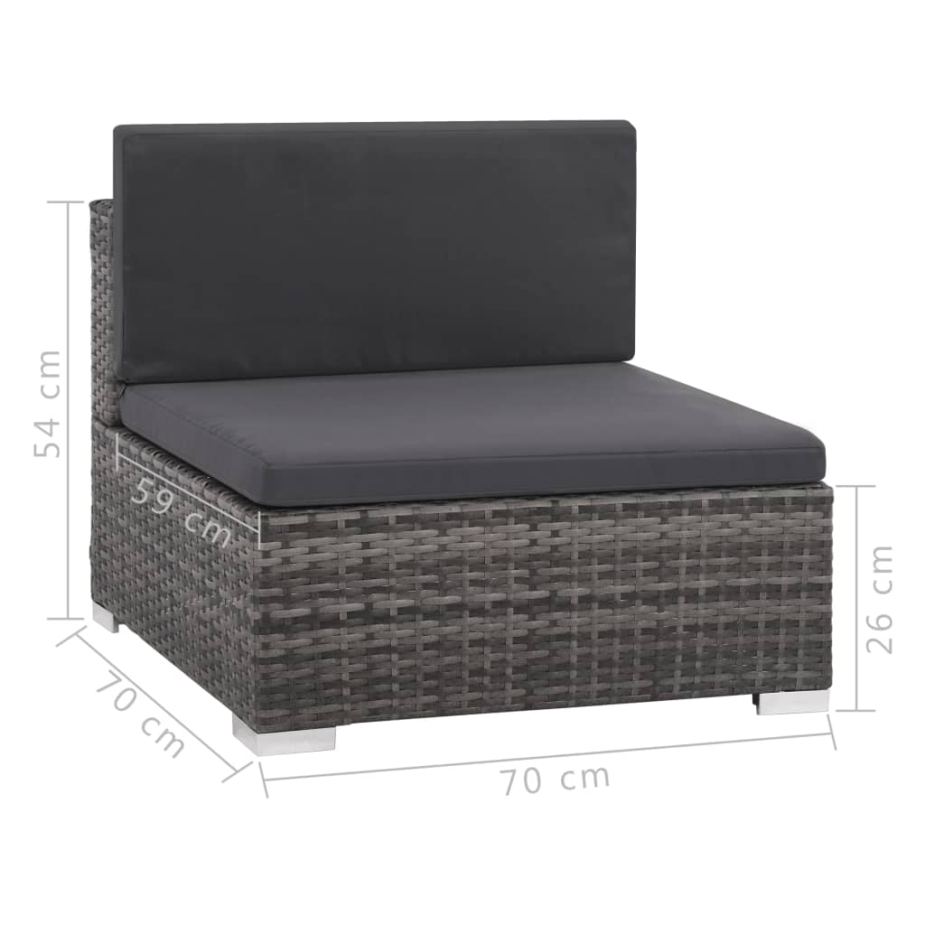 Salon de jardin meuble d'extérieur ensemble de mobilier 6 pièces avec coussins résine tressée gris
