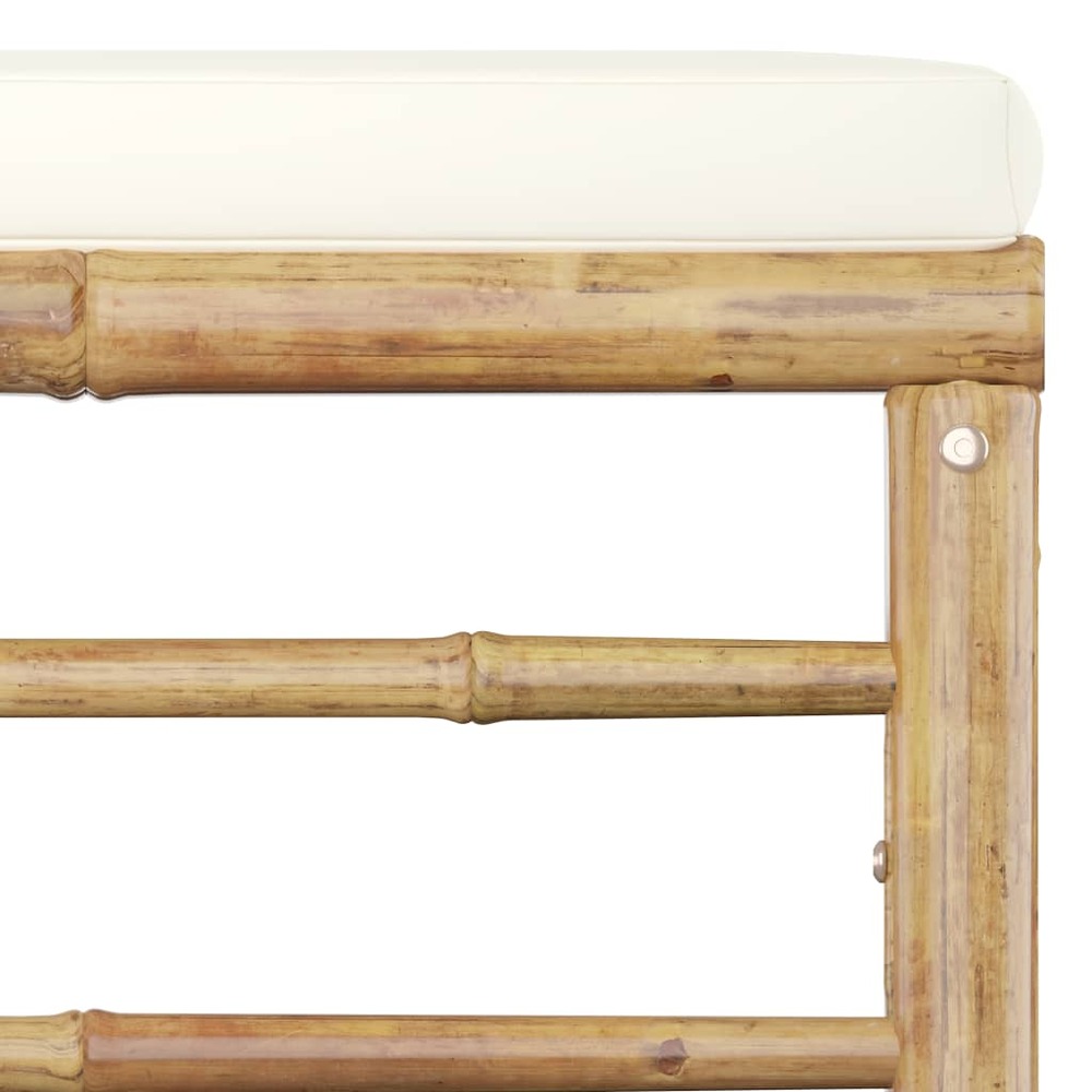 Salon de jardin meuble d'extérieur ensemble de mobilier 9 pièces avec coussins blanc crème bambou