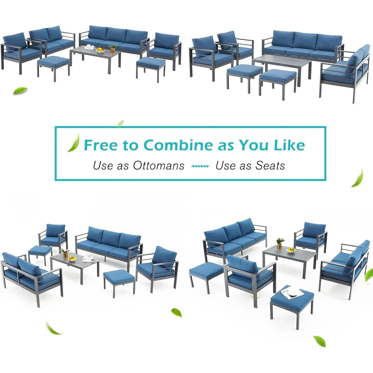AECOJOY 7 Pieces Aluminum Patio Furniture Set Outdoor Conversation Set