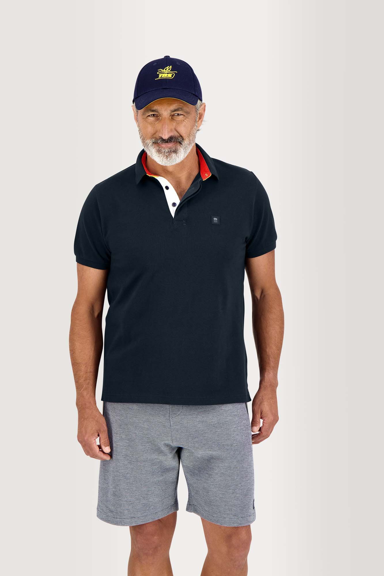 Polo Homme Coton Piqué Manches Courtes Marine