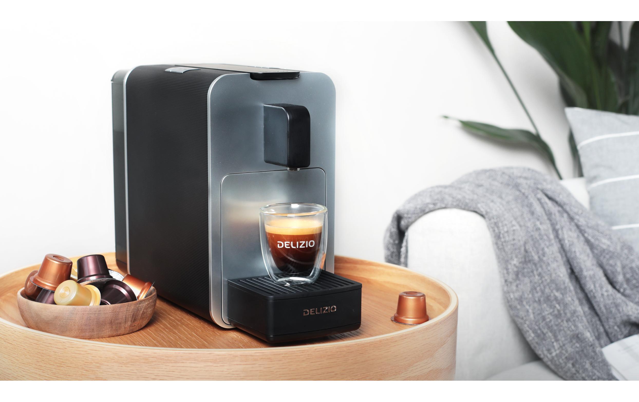 Kapselmaschine Viva elegante Schwarz/Silber<br>Kapselmaschine mit 5 programmierbaren Tasten für automatischen Kaffeebezug