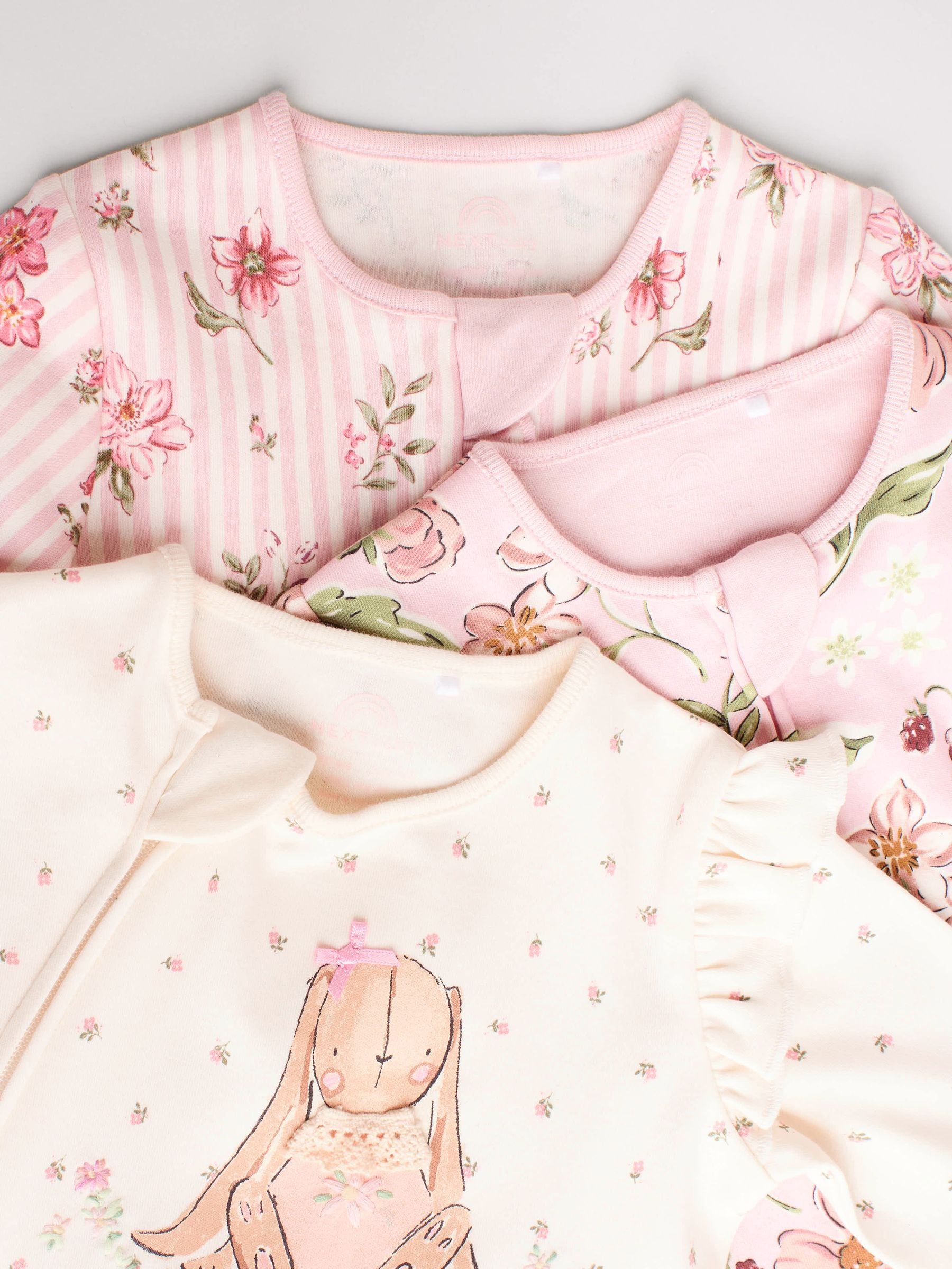 Roze - Verpakking van 3 babypyjama's met tweewegrits (0-2jr)