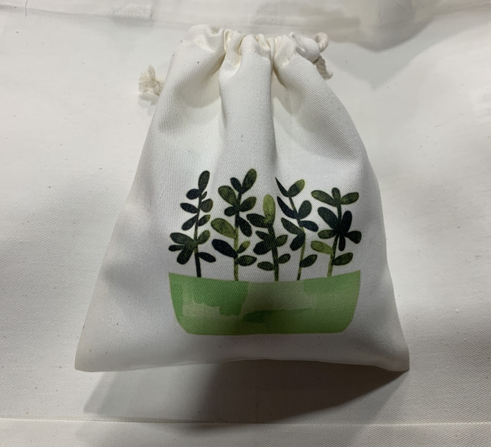 Stofftasche 'Pflanzen', weiß, B 18,5 cm, H 21 cm günstig bestellen