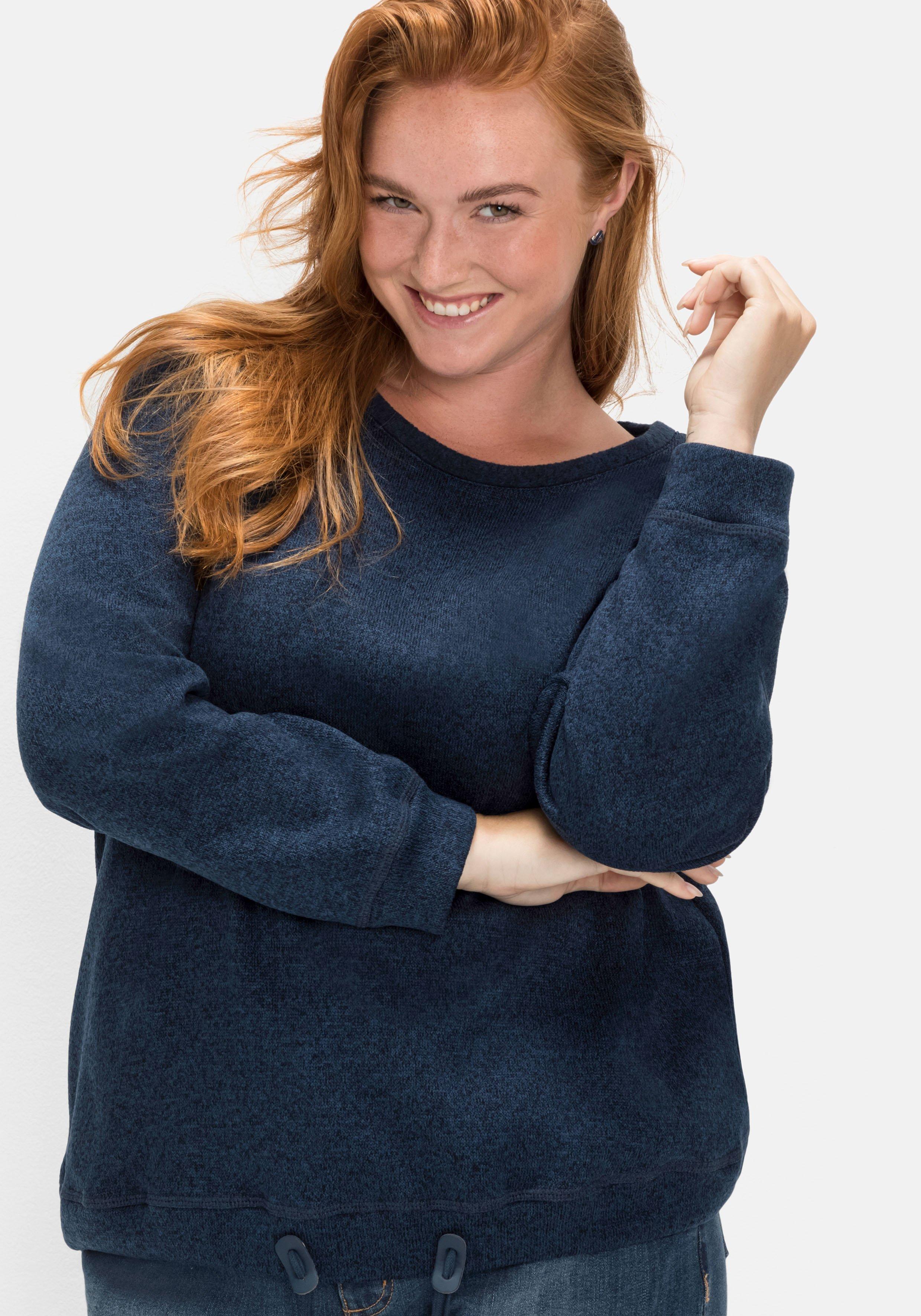 Sweatshirt aus Strickfleece, mit Saum-Tunnelzug