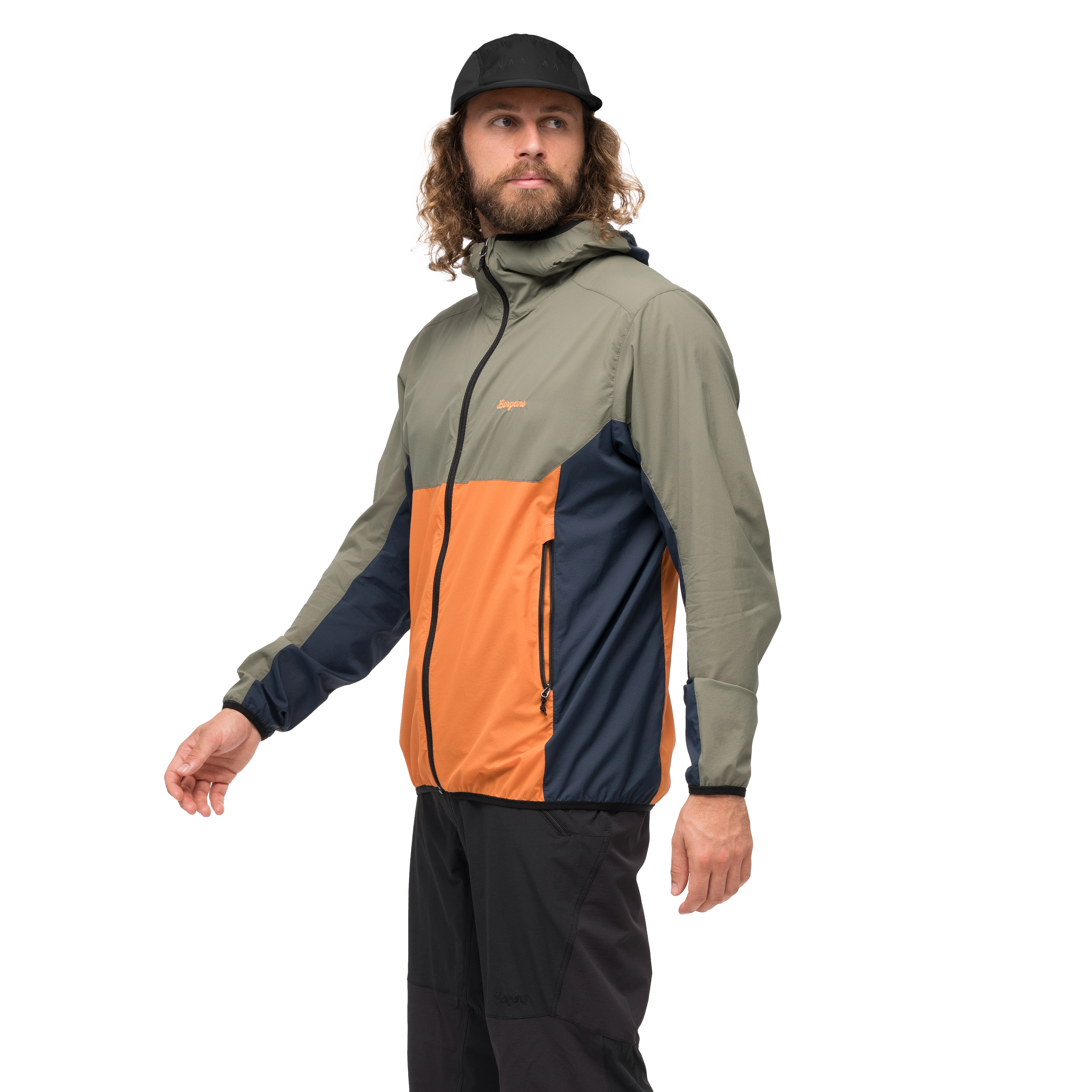 Vaagaa Windbreaker Jacket Men Faded Orange / Green Mud