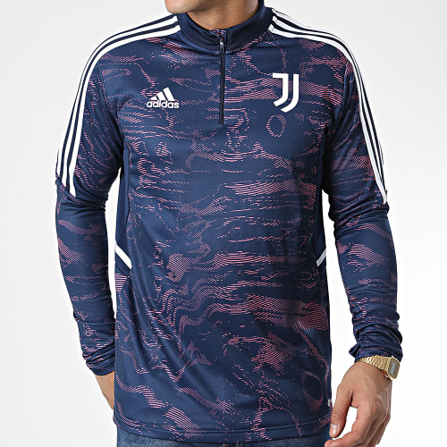 Tee Shirt Manches Longues A Bandes Juventus HC3283 Bleu Marine Rose