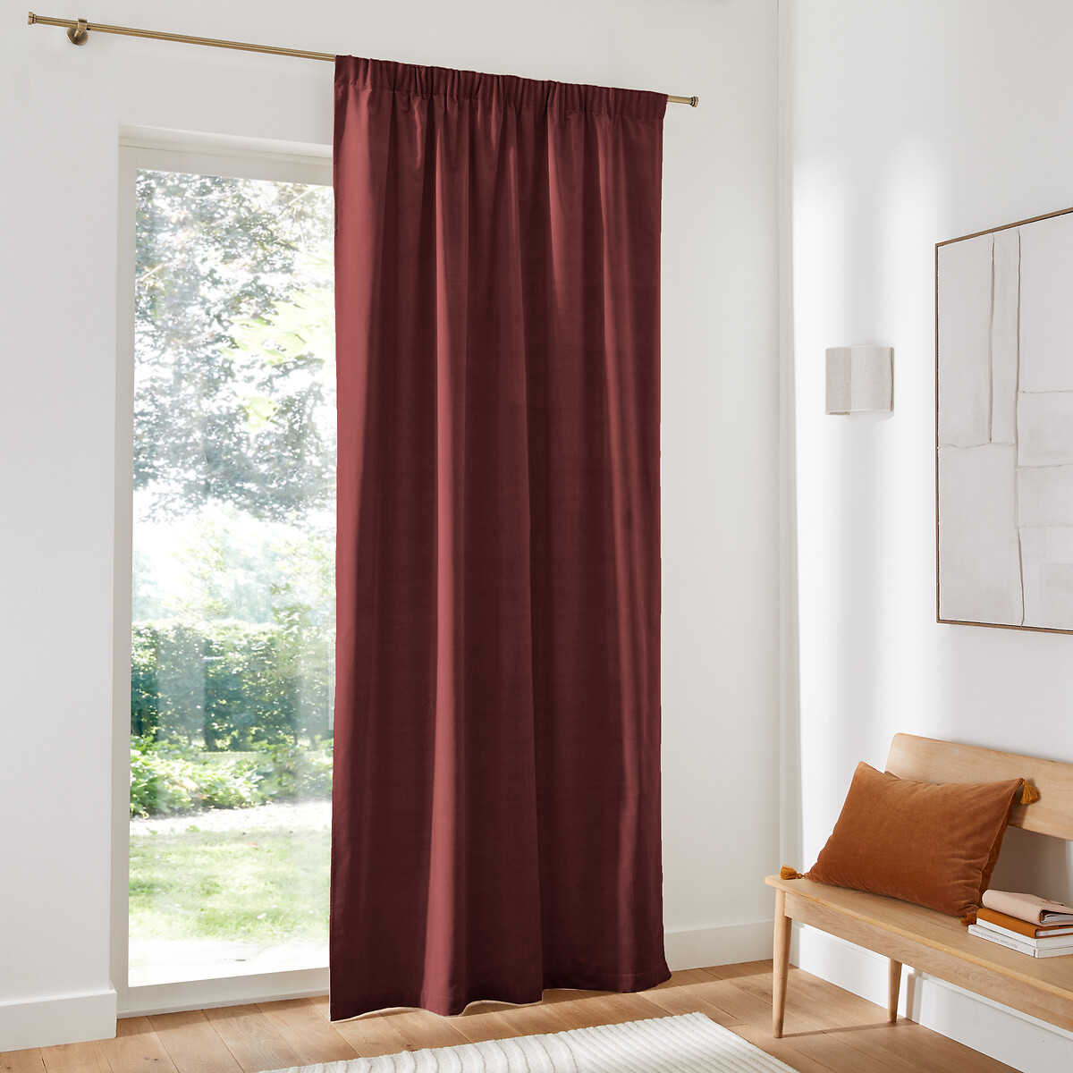 LA REDOUTE INTERIEURS<br>Cortina de veludo com debrum franzido, Veludo