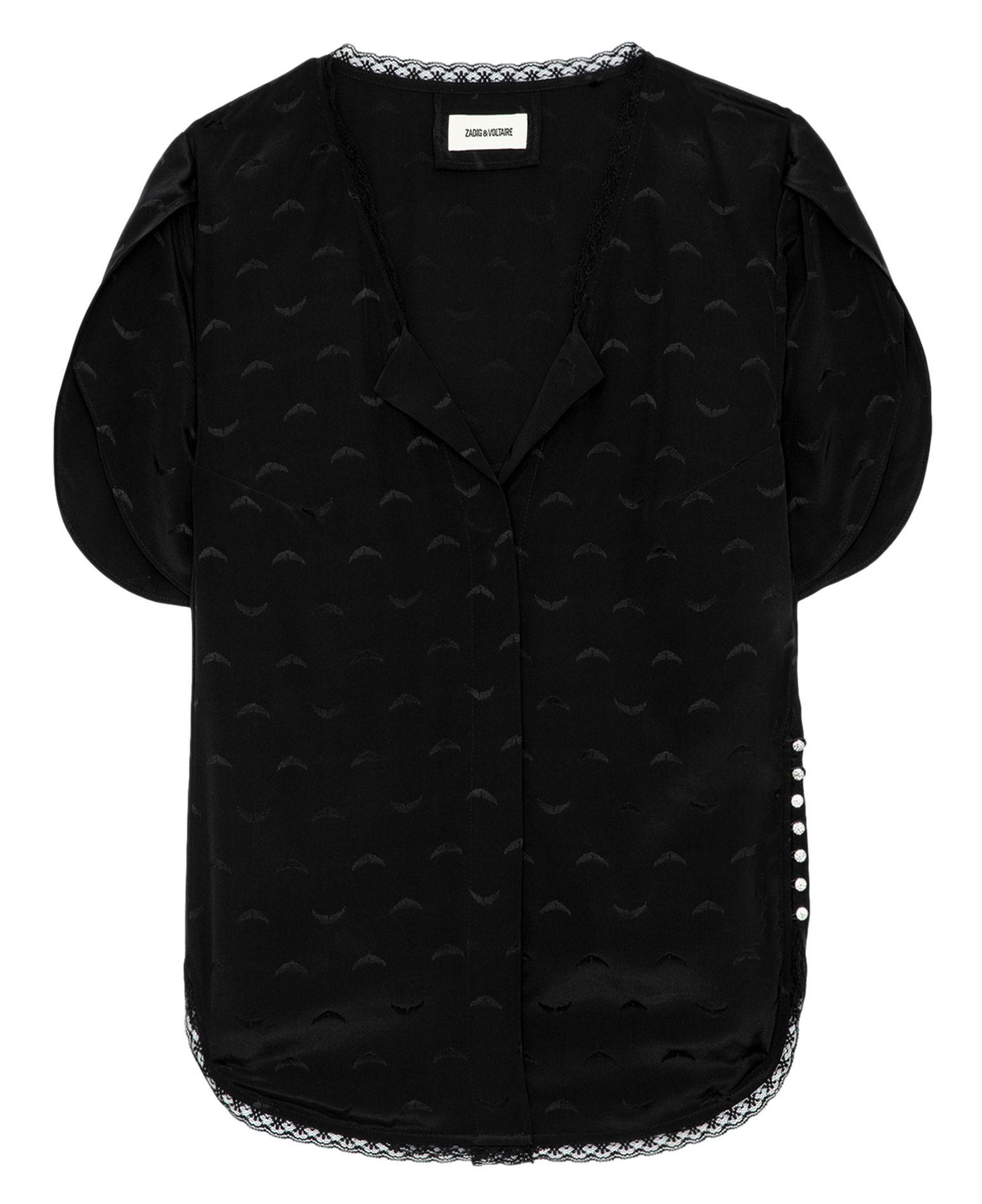 TIFFINY - Chemise col V en soie | Noir