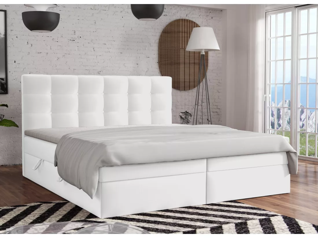 LIT BOXSPRING avec surmatelas Elegante 180x200 cm, blanc