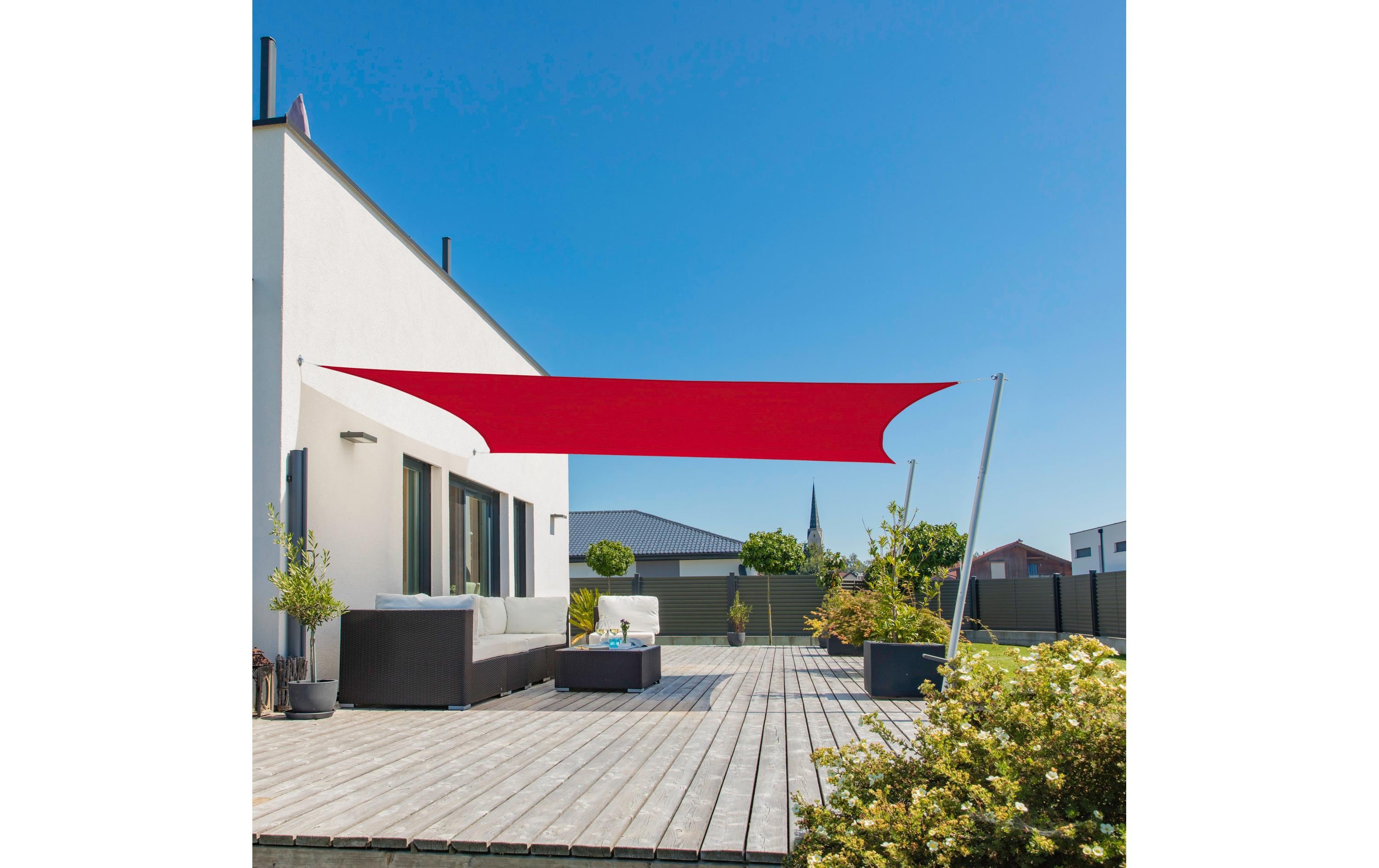 Sonnensegel Cannes, 4 x 5 m, Eckig, Rot<br>Schattentuch für Terrasse oder Balkon