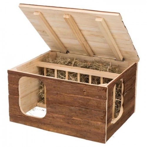 Cabana de madeira Natural Living Hilke com peneira marrom para roedores