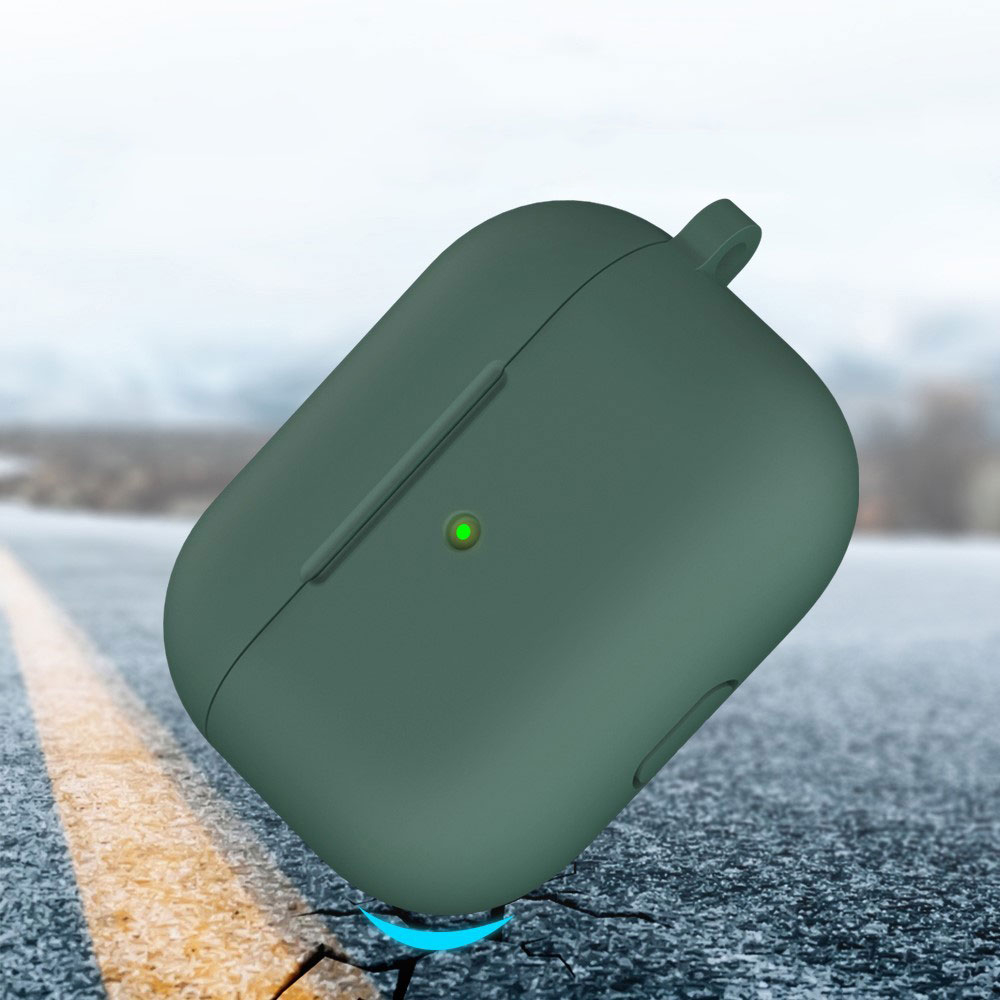 AirPods (3. Generation) Silikon Schutzhülle Abdeckung mit Karabinerhaken - Dunkelgrün