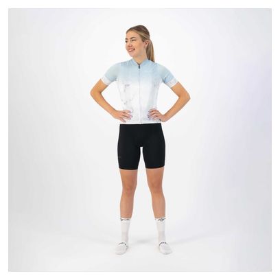 Maillot Manches Courtes Velo Rogelli Marble - Femme - Blanc/Gris/Bleu