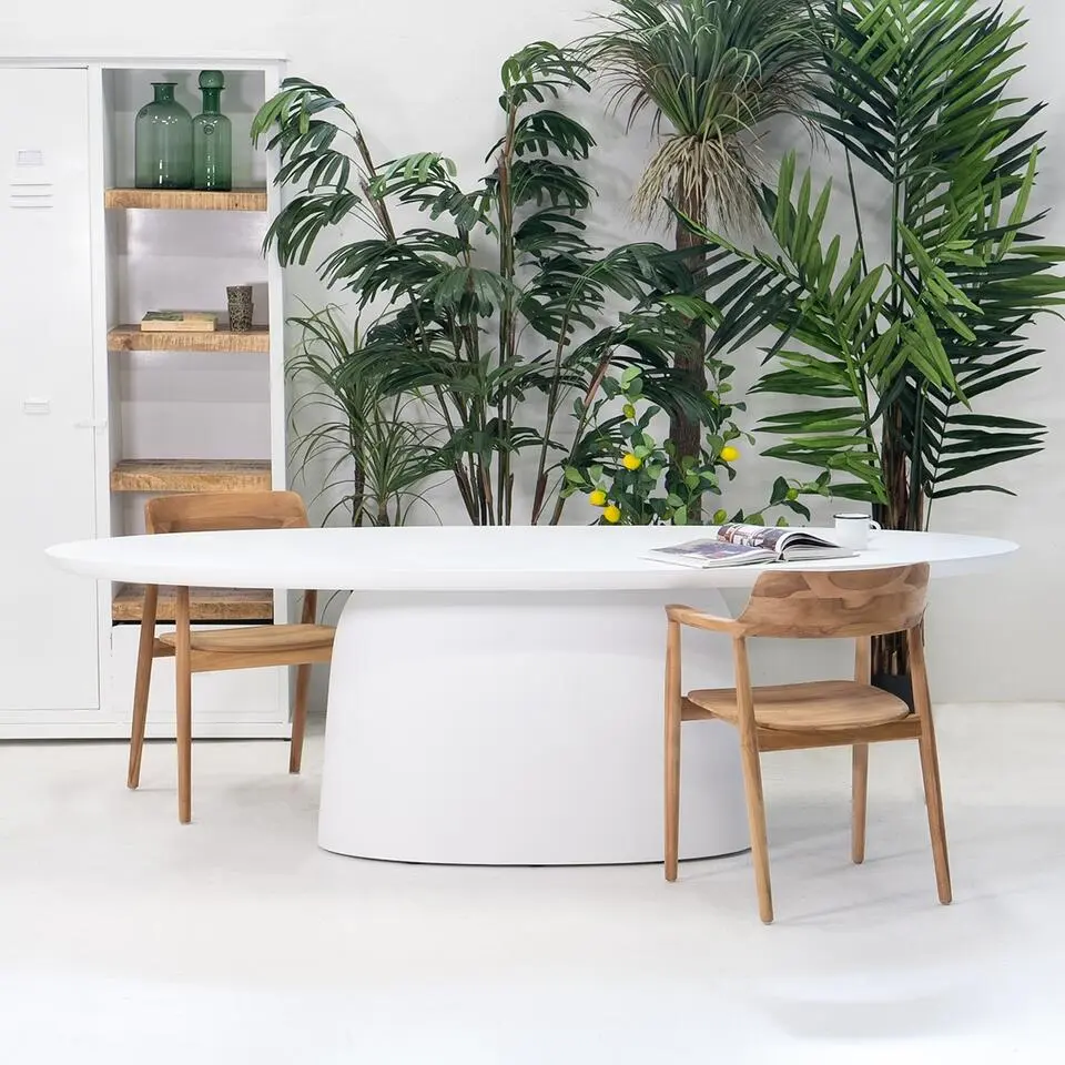 Eettafel Ovaal 240cm - Wit Betonlook - Myrna