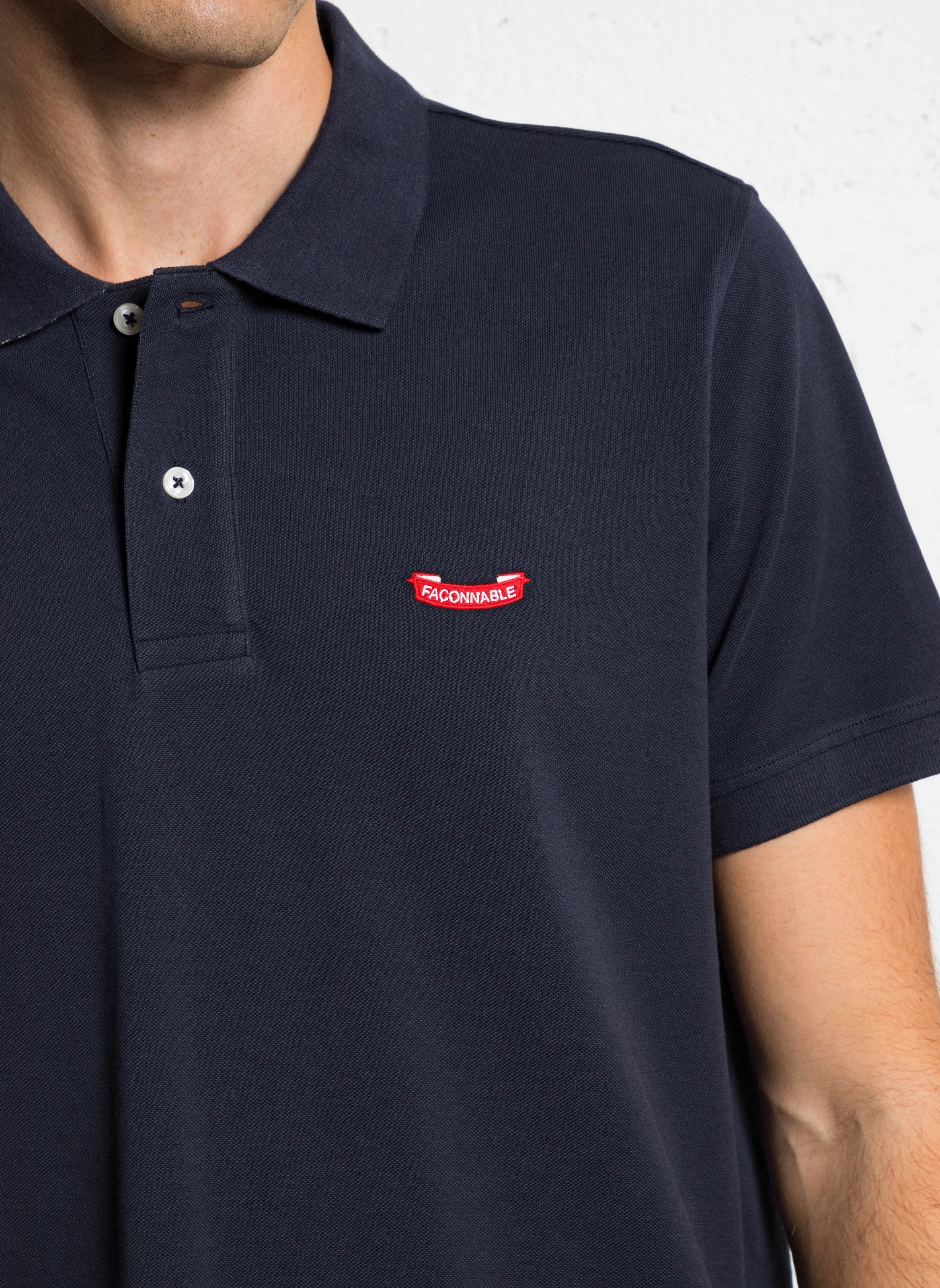Polo regular-fit en coton piqué | Bleu