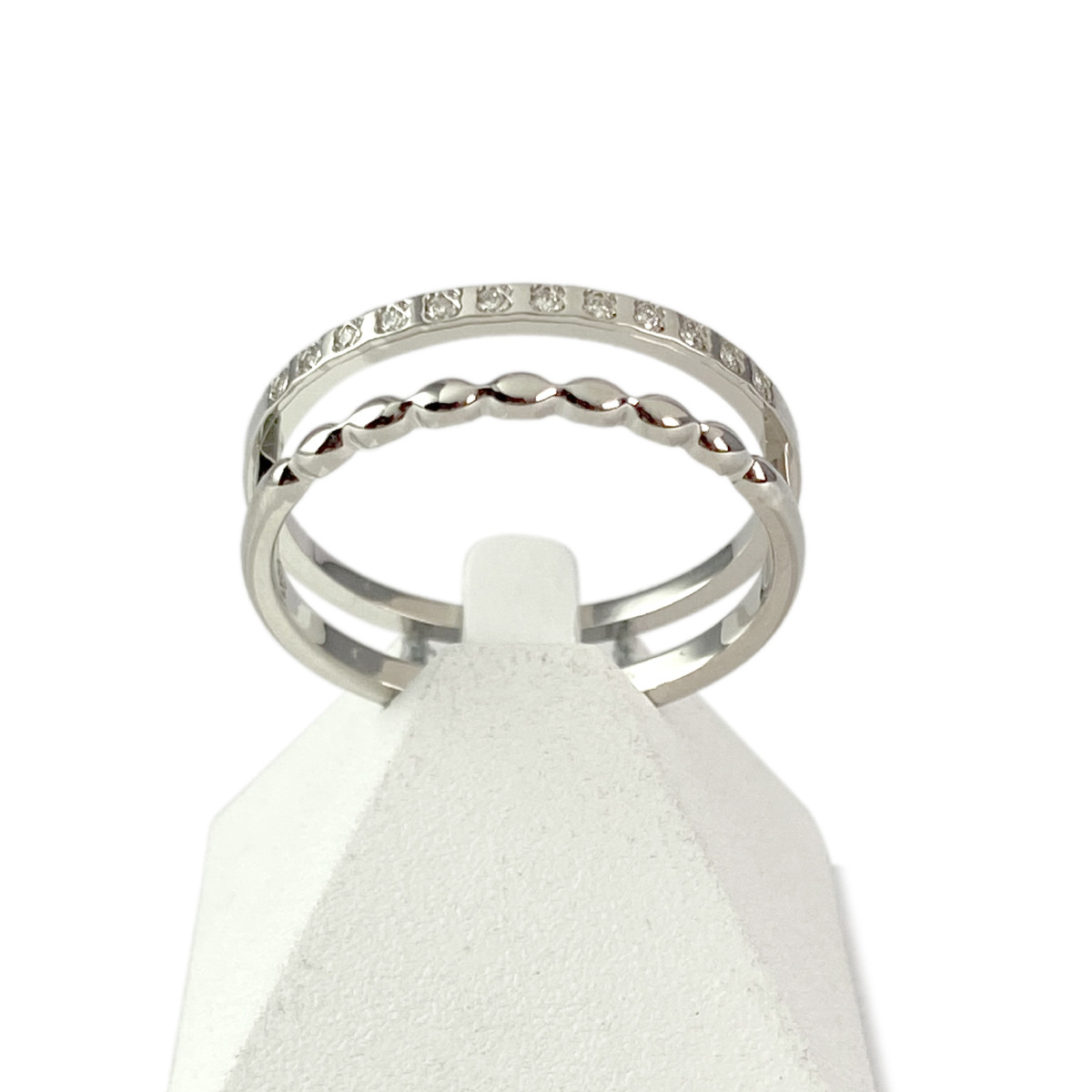 Bague d'occasion or 375 blanc diamants