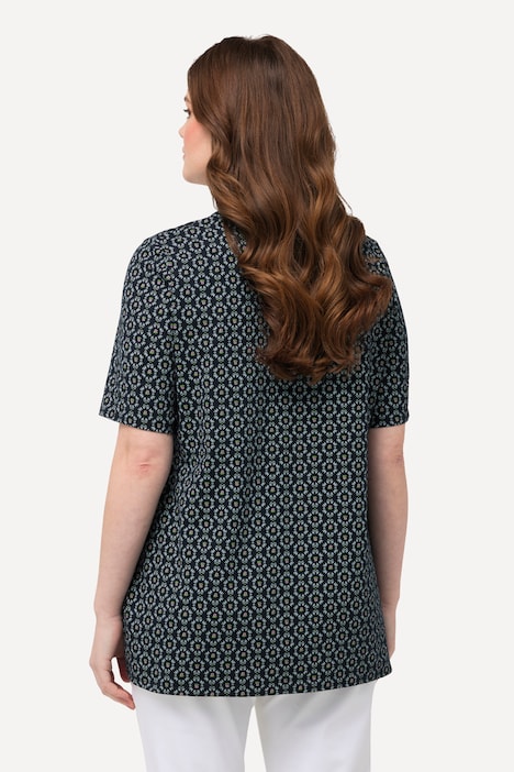 Trachten-Shirt, A-Linie, V-Ausschnitt, Zierfalten, Halbarm