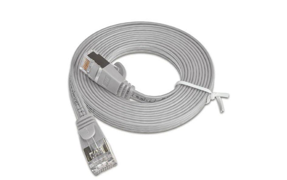 Slimpatchkabel RJ-45 - RJ-45, Cat 6, STP, 0.1 m, GrauGeschirmtes Twisted-Pair-Kabel (STP) mit Klinkenschutz