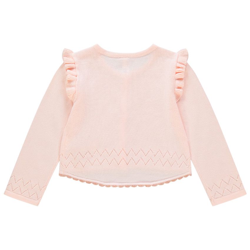Gilet en tricot à emmanchures volantées - Rose