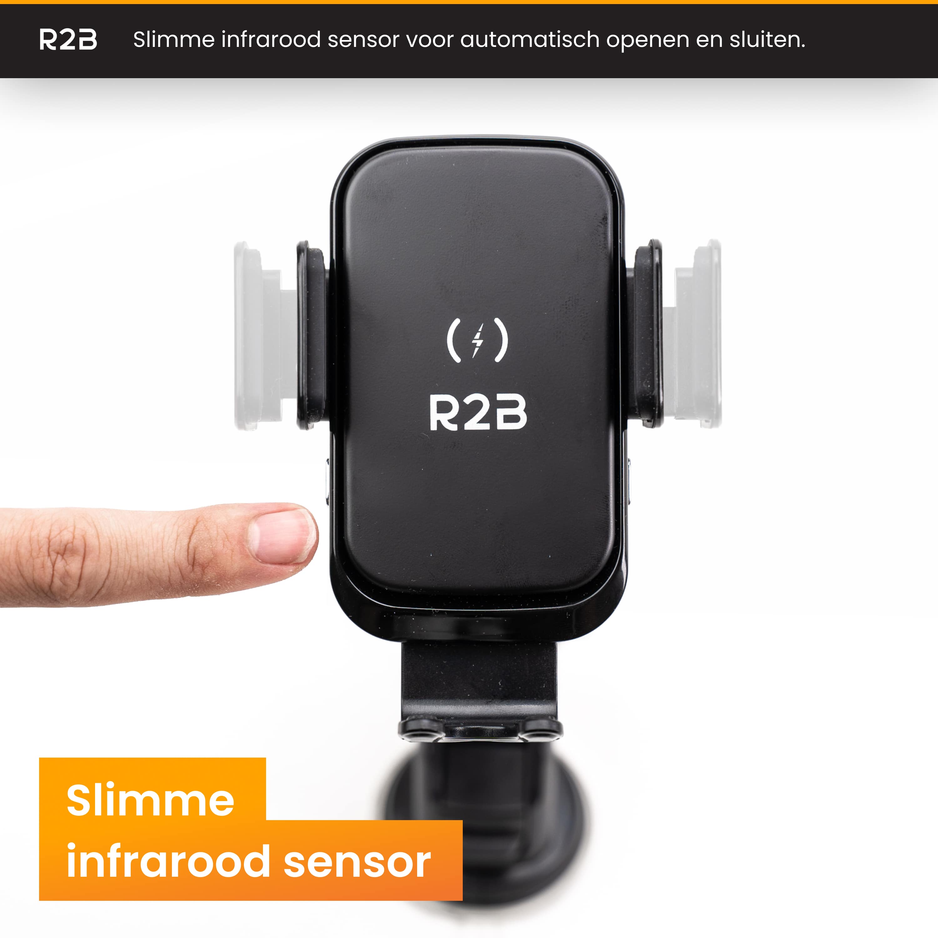R2B Telefoonhouder Auto met Draadloze Oplader - Black