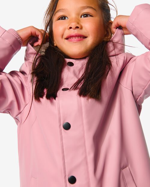 manteau enfant PU avec capuche vieux rose