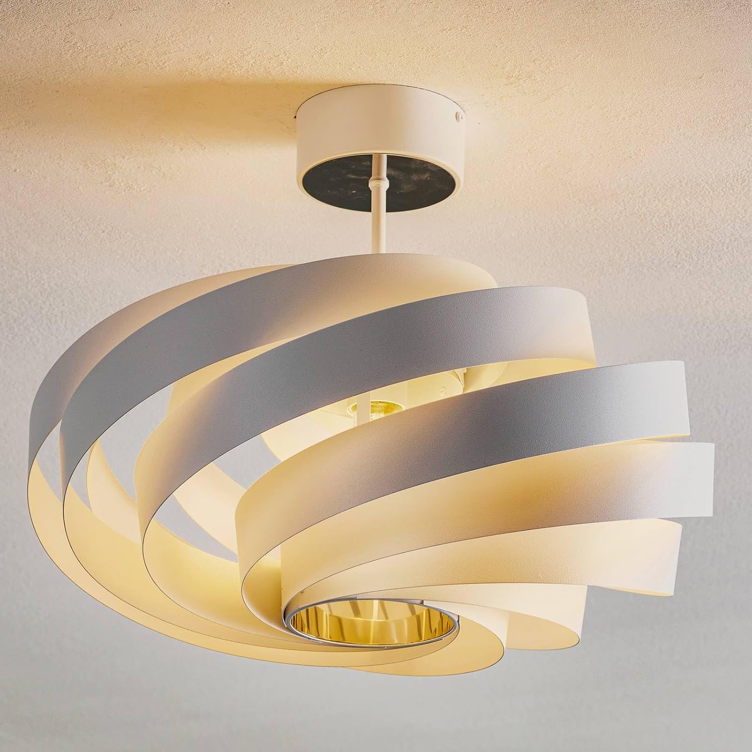 Euluna Deckenlampe Tori (Modern) in Weiß aus Metall (1 flammig, E27) - Deckenleuchte Lampe Wohnzimmerleuchte