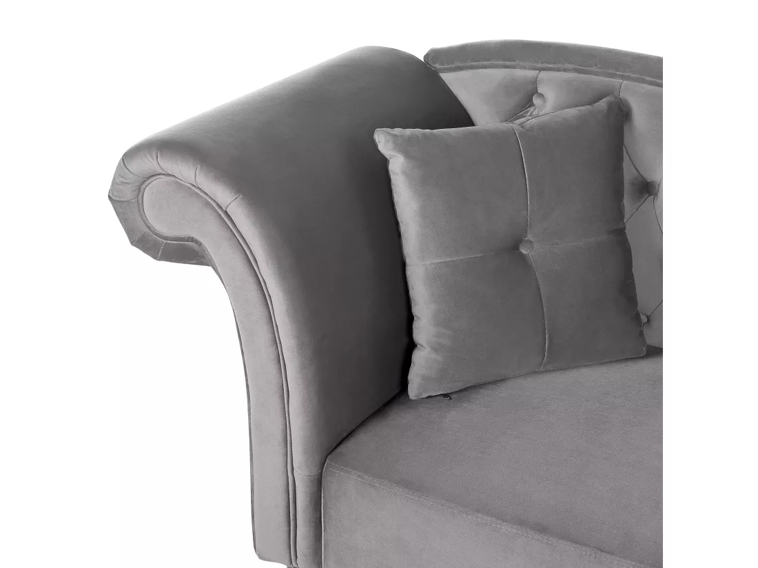 Chaise longue en velours gris côté droite LATTES