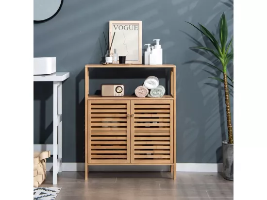 Meuble Salle de Bain en Bambou -64x27,5x80cm Naturel