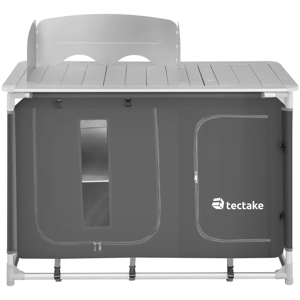 tectake - Campingkeuken 116x52x107cm, Grijs