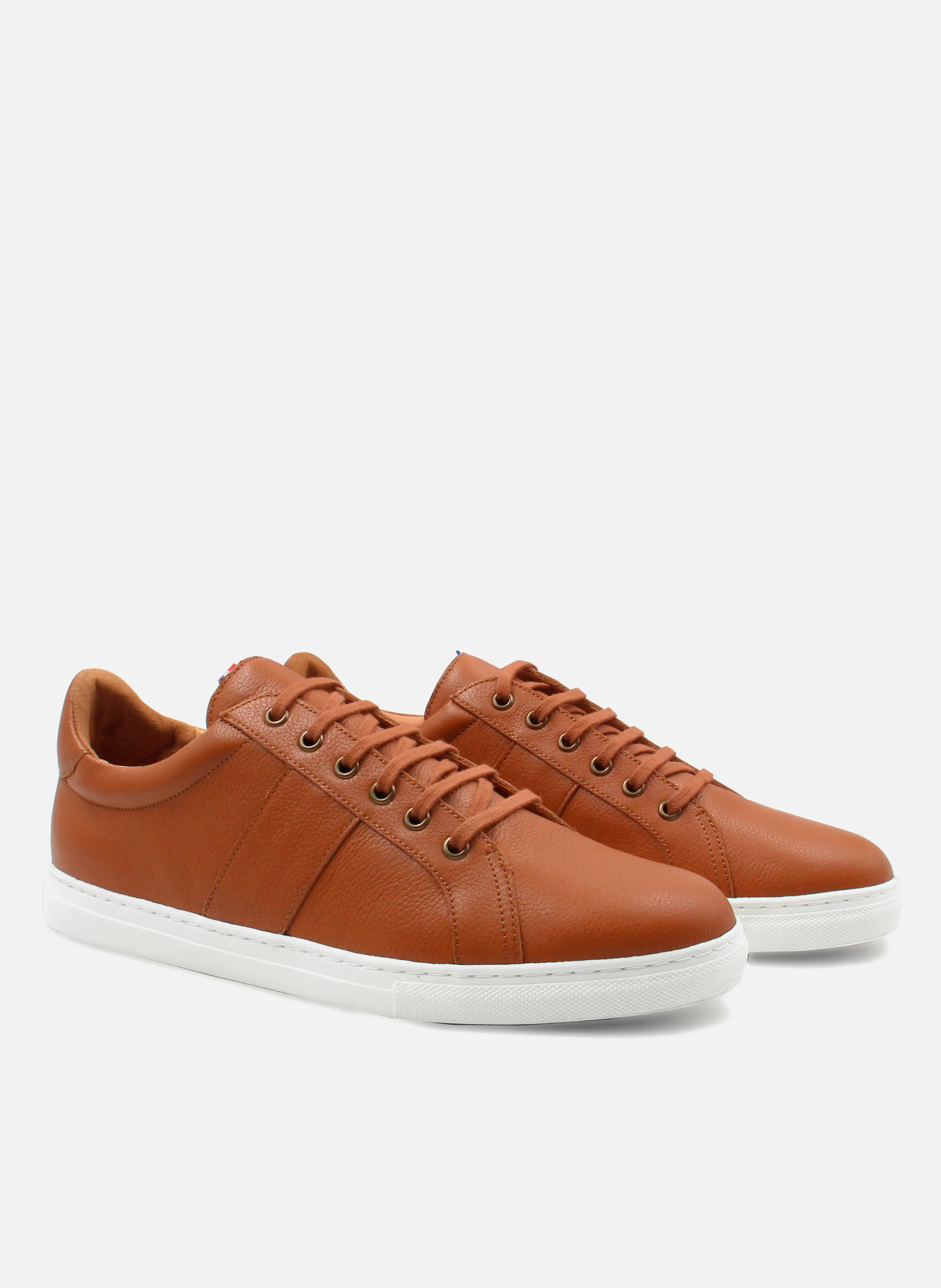 Baskets mif cuir grainé | Marron