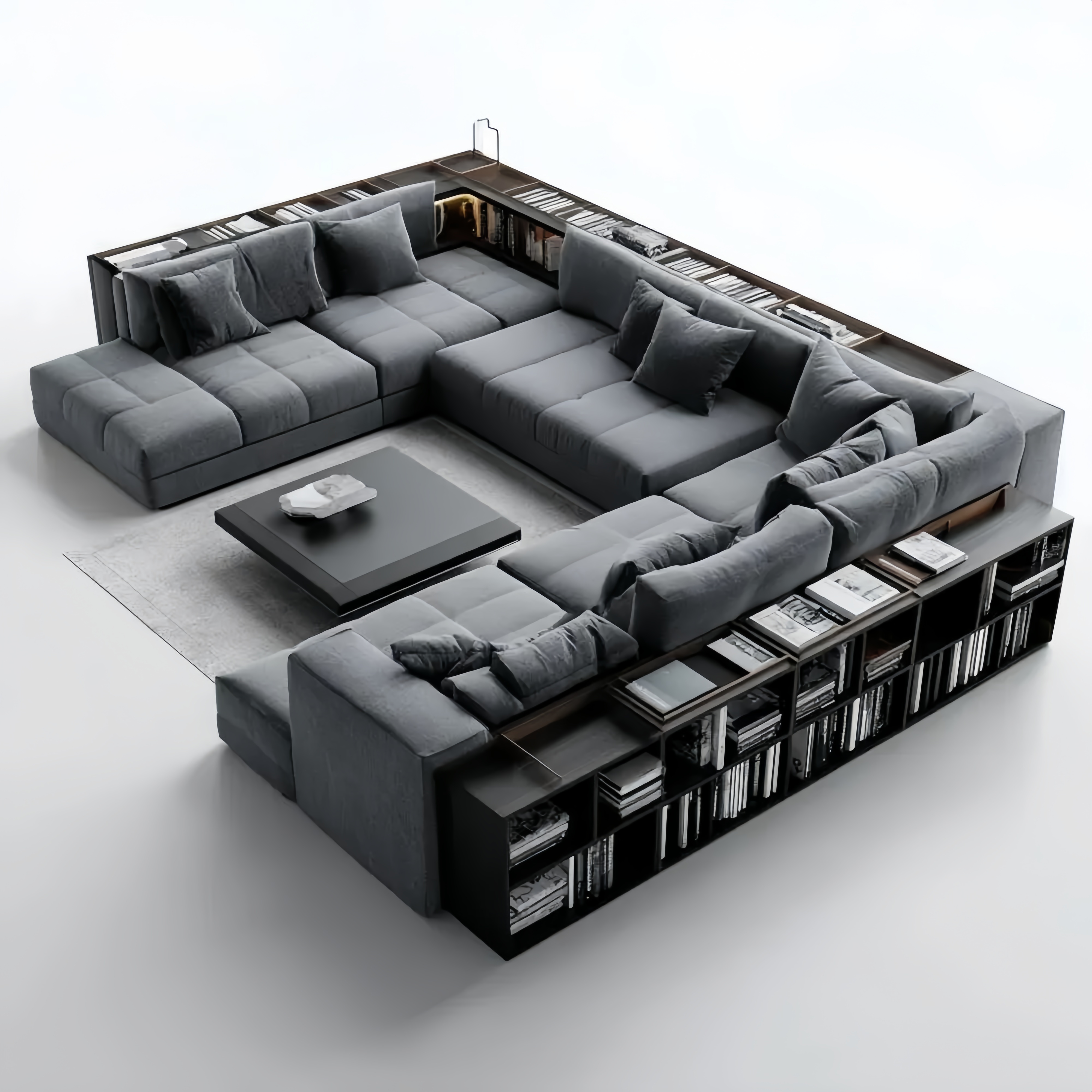 Ecksofa-Set Stoffpolster 270x270x80 cm – Dunkelgrau – Modernes Design