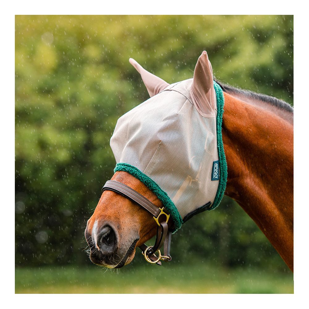 Horseware AMIGO - Masque anti-mouches oatmeal/green