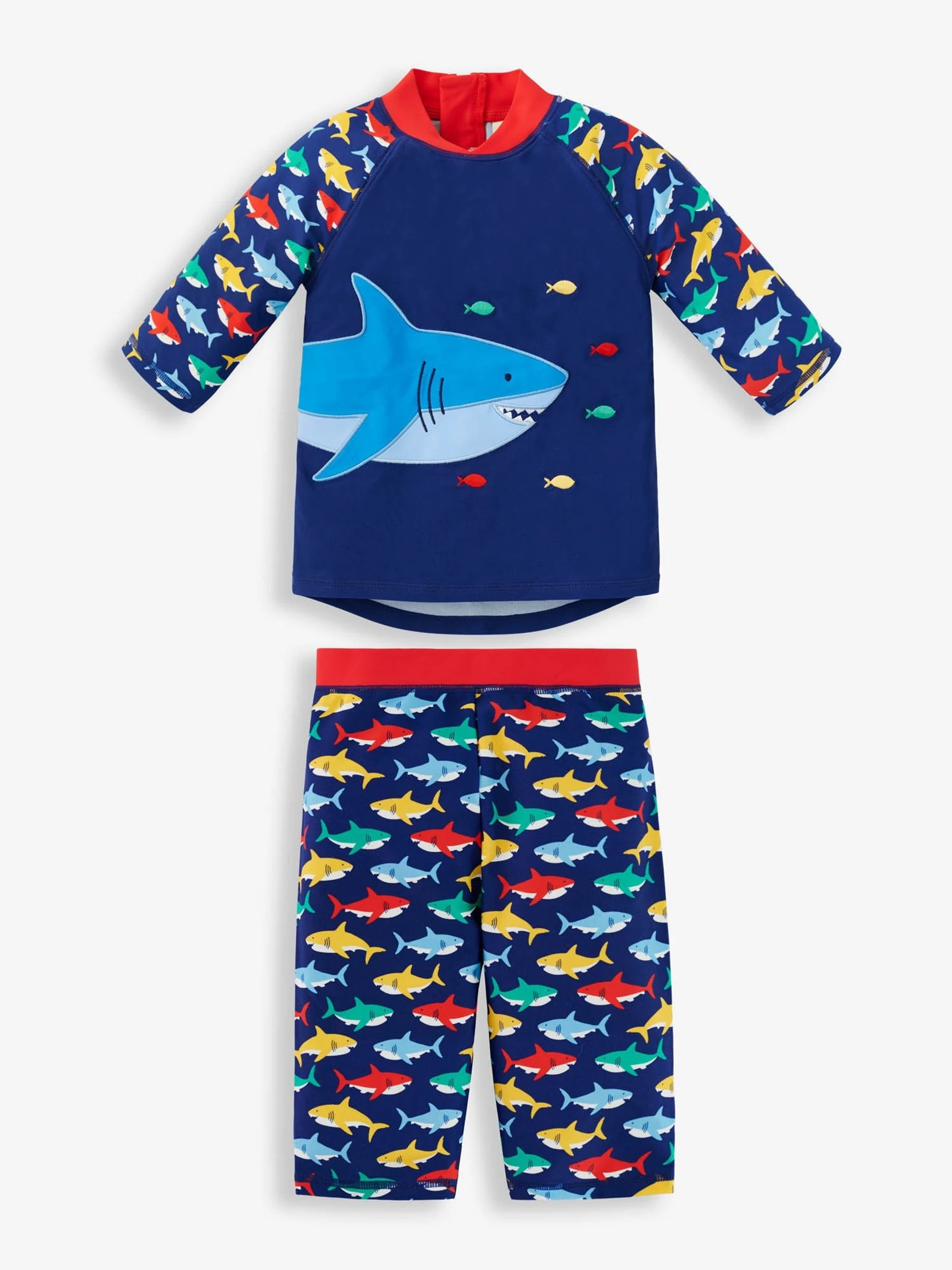 Marineblauw met haaien - JoJo Maman Bébé - 50-delig 2-delig UPF zonbeschermend pak