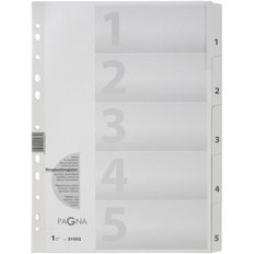 Intercalaires, carton, chiffres 1 - 5, A4, 5 touches