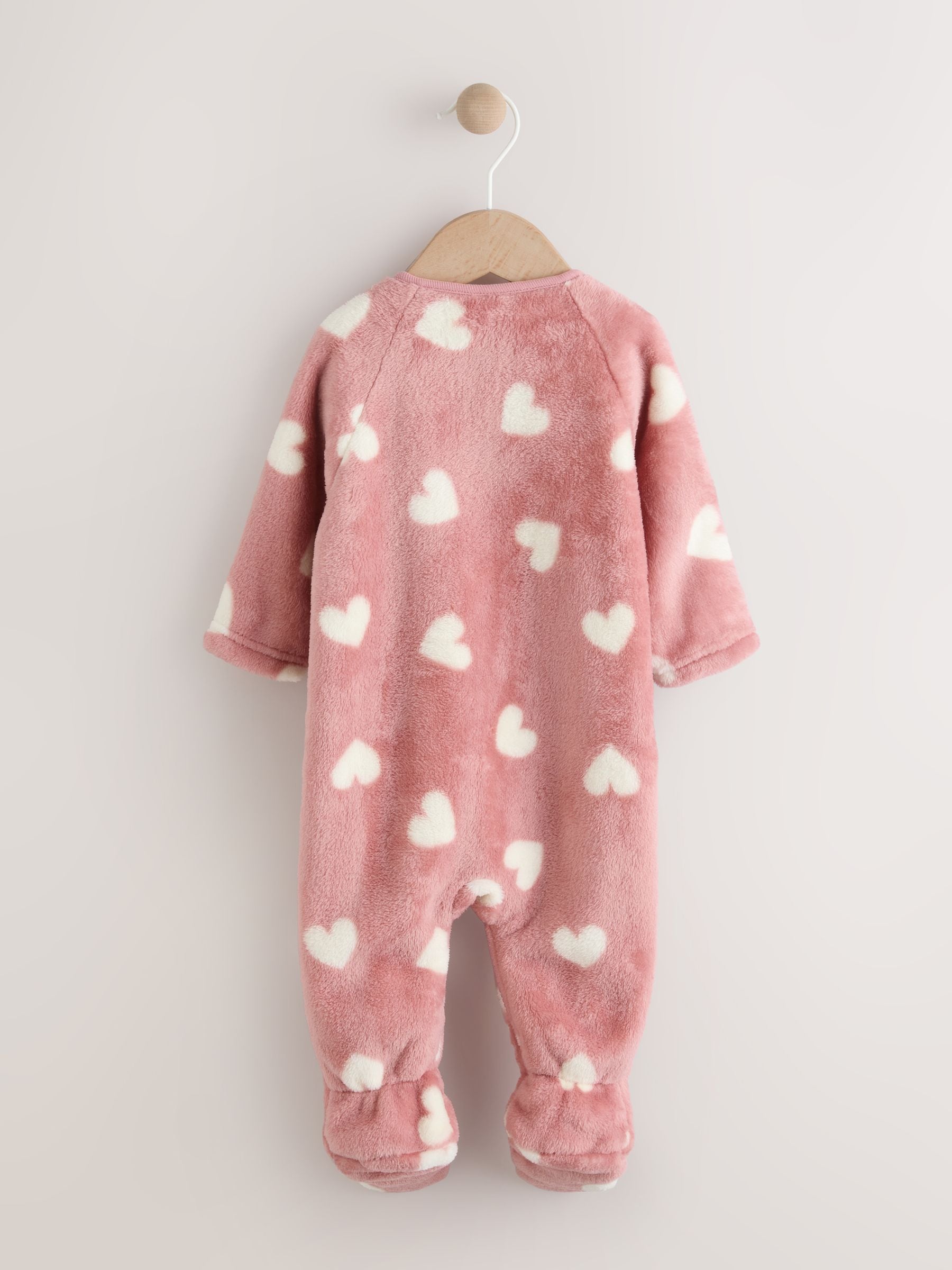 Roze hartenprint - Fleece babypyjama