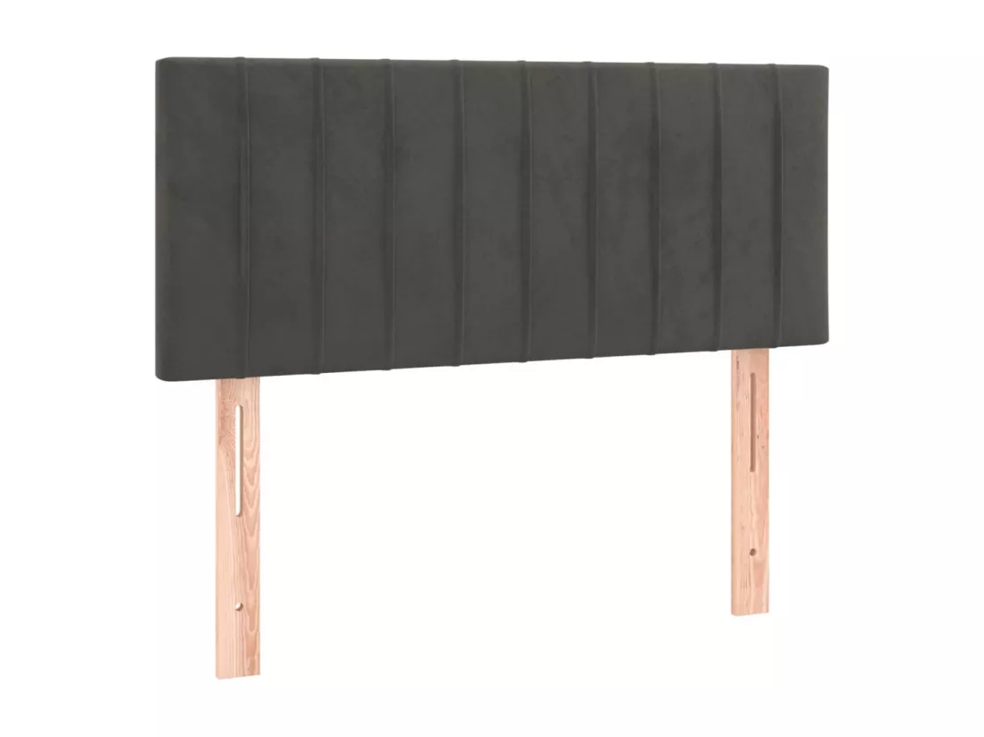 Sommier tapissier et matelas et LED Gris foncé 90x190cm Velours
