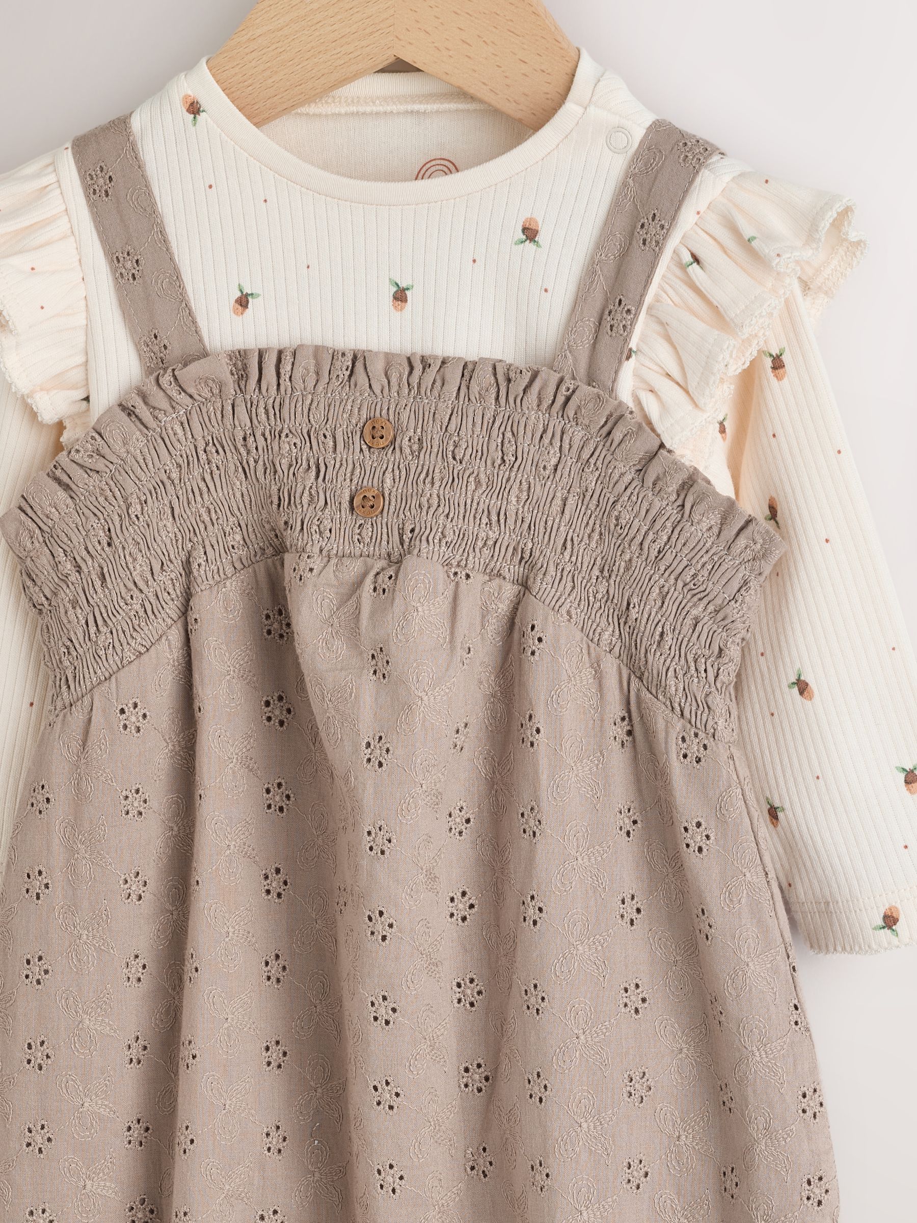 Naturel Broderie - Baby tuinbroek en bodysuit 2 -delige set (0mnd -2jr)