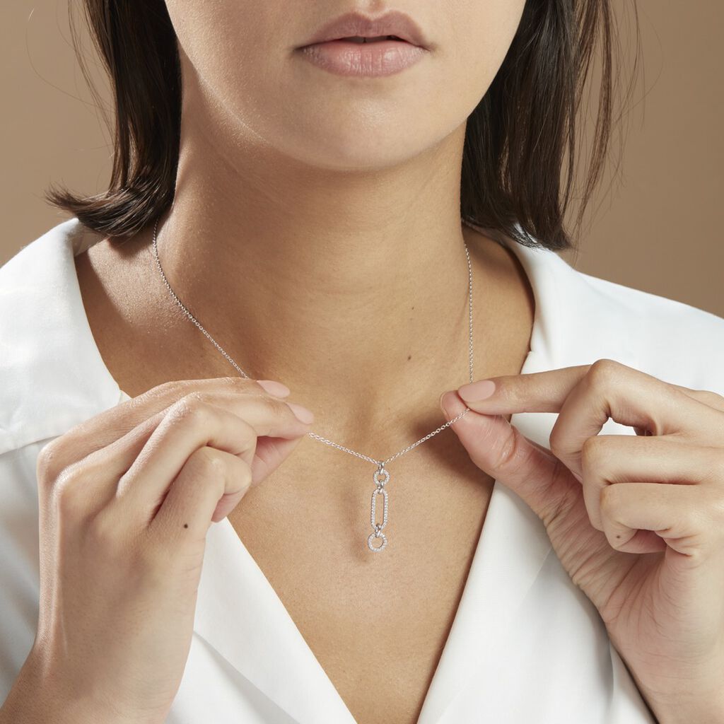 Collier Ela Argent Blanc Oxyde De Zirconium