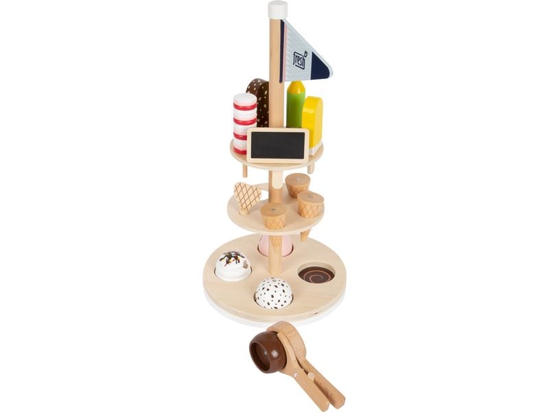 small foot Eisständer fresh Holz-Eisstand mit Eiswaffeln, Kugeln und Stieleis für Rollenspiele
