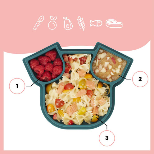 Assiette silicone compartimentée ISY PLATE chien bleu - BABYMOOV