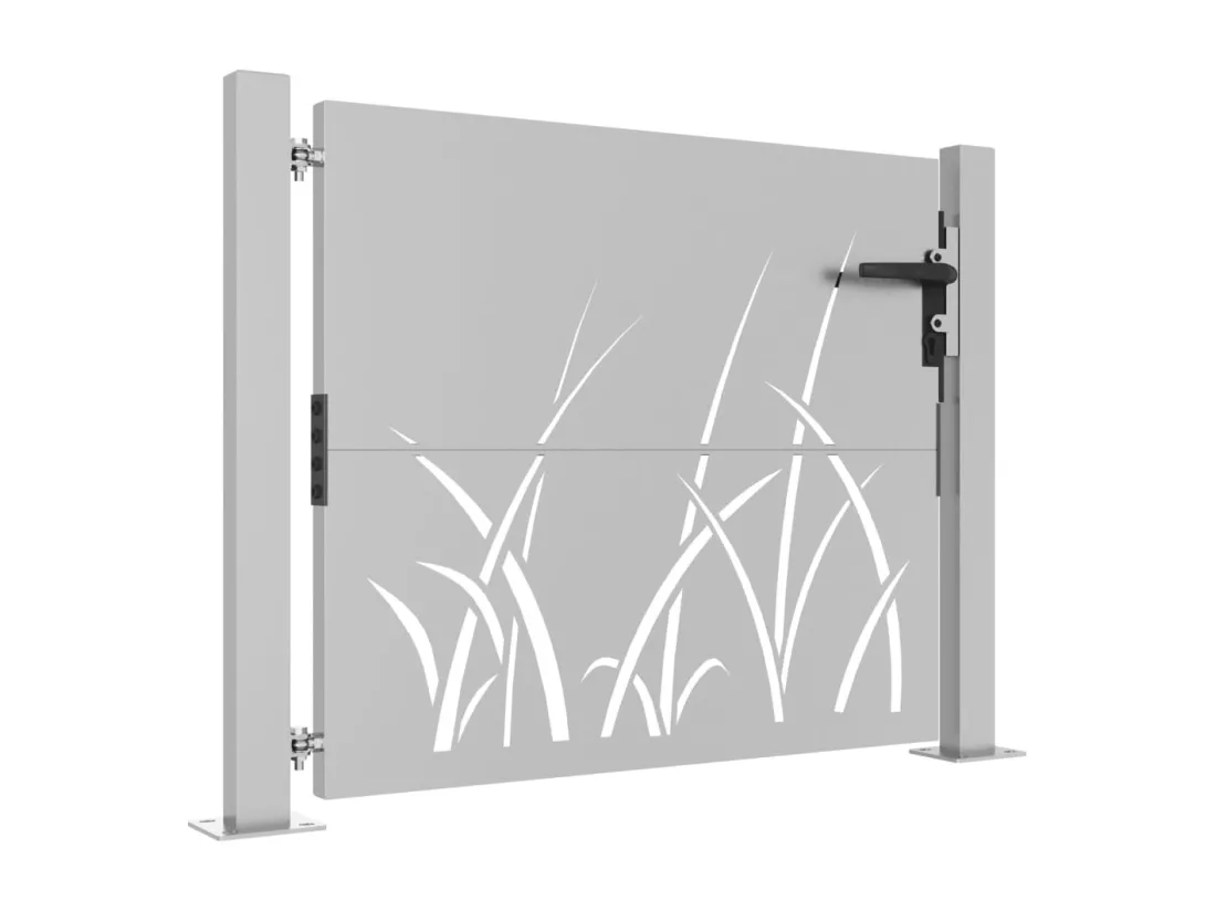 Portail de jardin 105x105 cm acier corten conception d'herbe