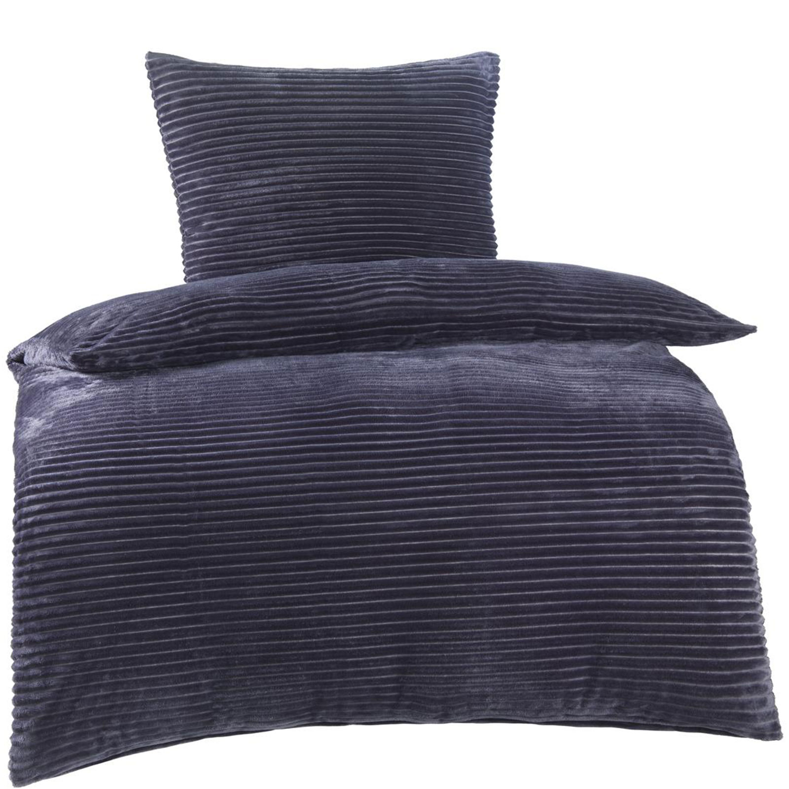 Microfaser-Bettwäsche - anthrazit - Cashmere-Cord-Look - 135x200 cm