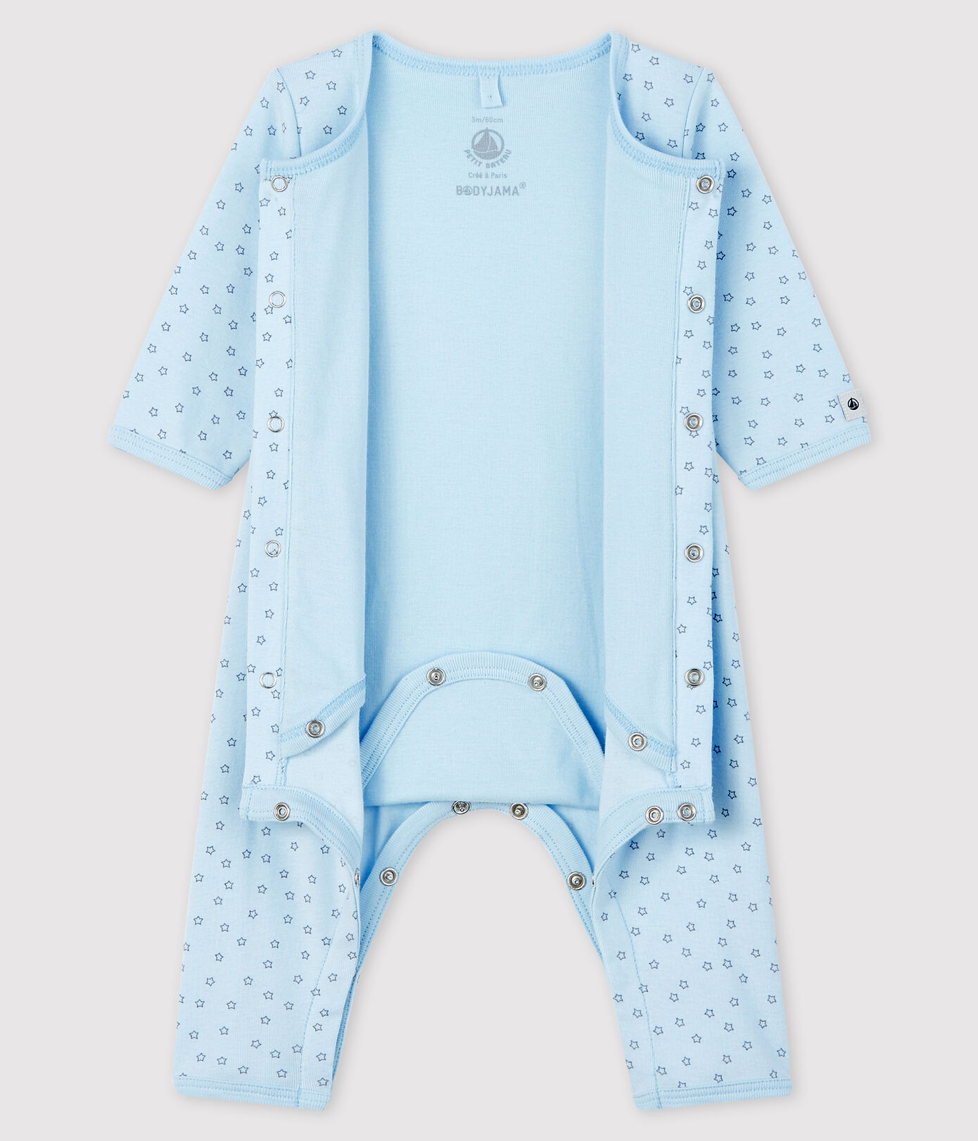Bodyjama sans pieds étoiles bébé garçon en coton biologique